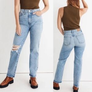 Madewell Perfect Vintage Jeans 25 High Rise Straight Leg Distressed